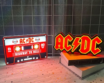 Custom Made LightBox Home Decor, ACDC Led Sign Room Decor, Home Bar Sign Gothic Wall Decor, Sport Team Sign, Anime Sign Personalized Gift