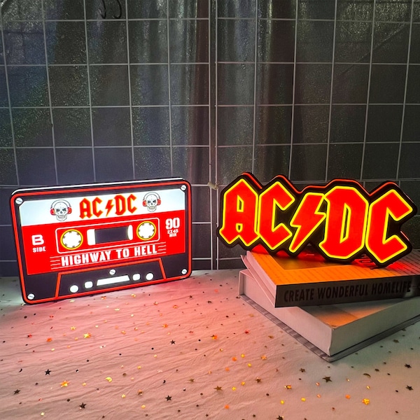 Custom Made LightBox Home Decor, ACDC Led Sign Room Decor, Home Bar Sign Gothic Wall Decor, Sport Team Sign, Anime Sign Personalized Gift