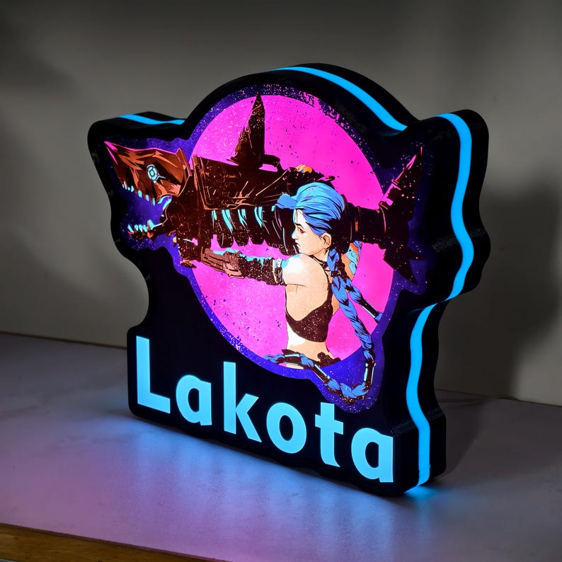 Jinx Arcane LED Lightbox, Custom Game Room Decor, Birthday Gifts, Home Decor image 3