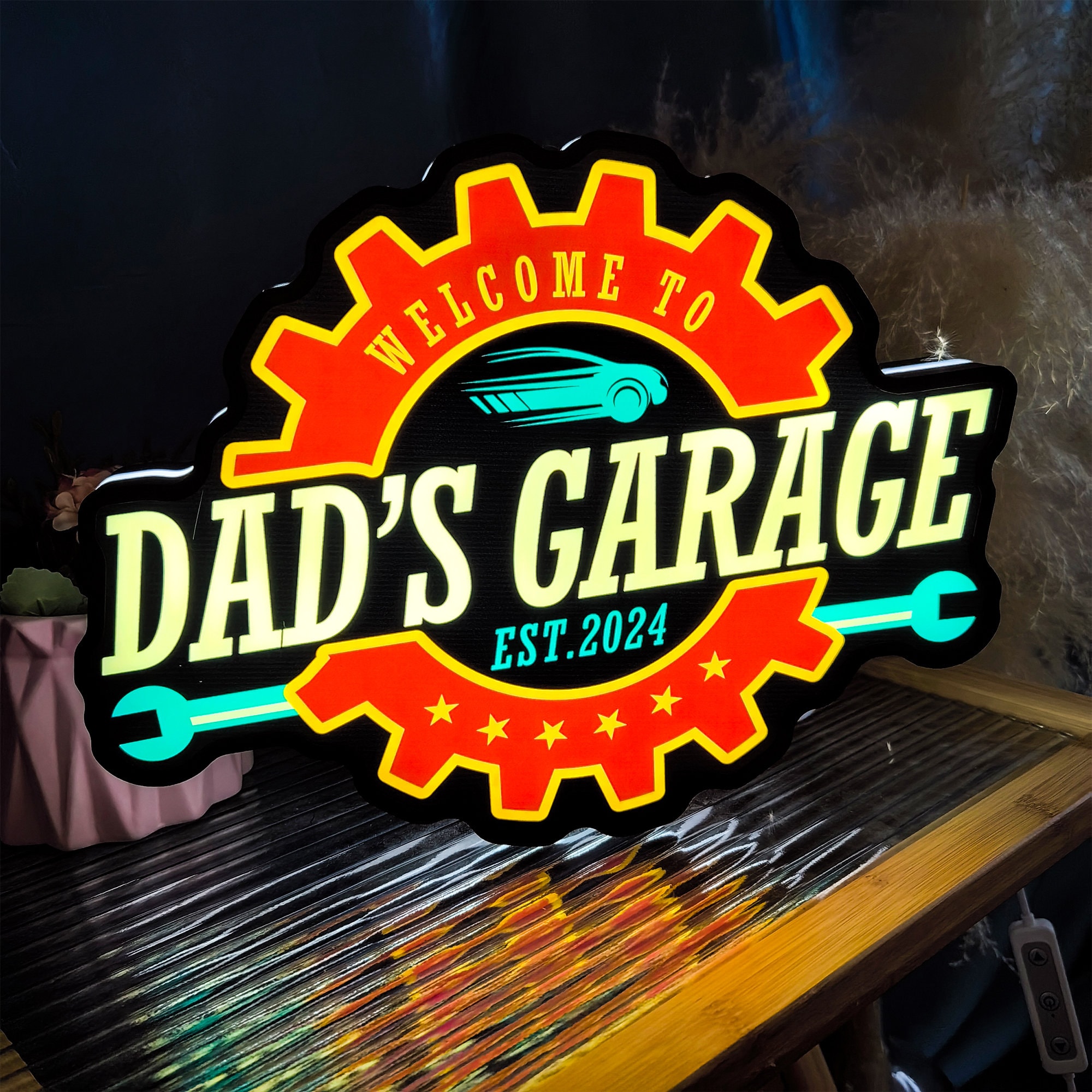 Custom LED Lightbox, Personalized Garage Sign, Home Bar Decor, Man Cave Decor