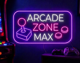 Custom Arcade Room Neon Sign, Commercial Game Room LED Sign, Arcade Zone Wall Decor, Retro Gaming Center Sign, Personalized Arcade Logo Sign