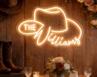 Custom Cowboy Hat Neon Sign: Country Western Theme,Wedding Party Decorations