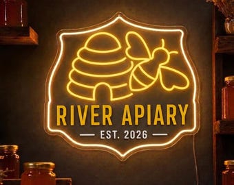 Custom Beekeeper Neon Sign, Personalized Apiary Wall Light for Honey Farm Stand, Beekeeping Room Decor, Rustic Honey Farmer Gift Sign