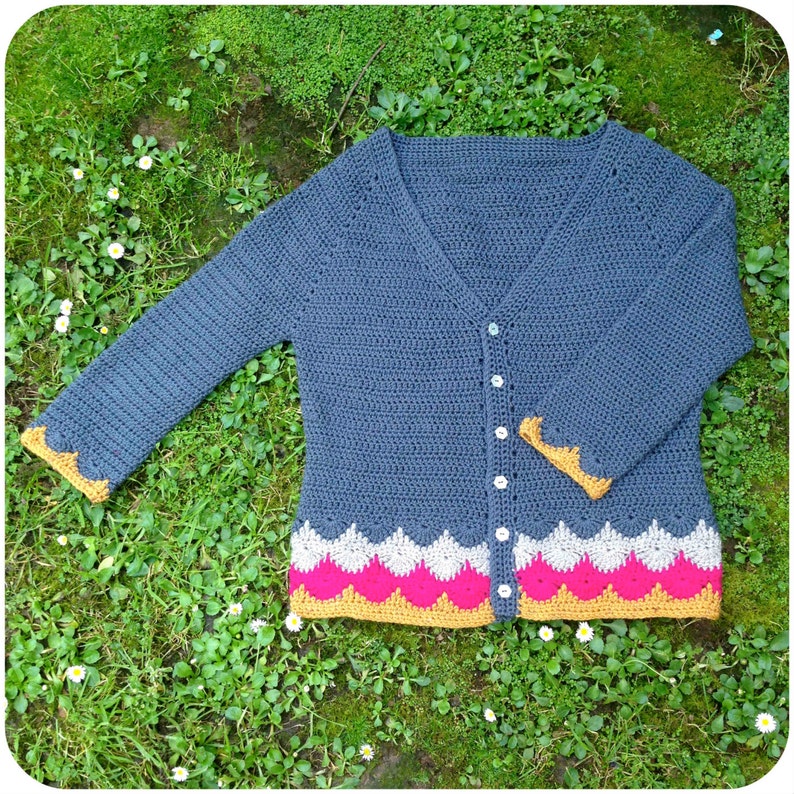 Libertas Cardigan PDF Pattern Digital Download Instant tricot Scallops Handmade Jacket Email image 2