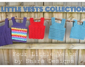 Little Vests Collection eBook PDF Digital Pattern Baby Download Crochet Handmade Toddler Child