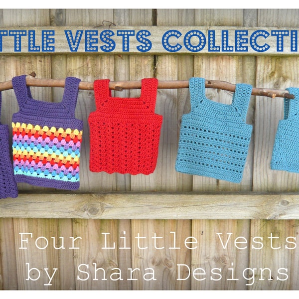 Little Vests Collection eBook PDF Digital Pattern Baby Download Crochet Handmade Toddler Child