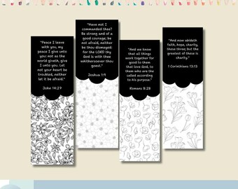 Scripture Bookmarks to Color, Bible Verse, Homeschool (Digital Download)