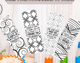Scripture Bookmarks to Color, Bible Verse, Homeschool (Digital Download)