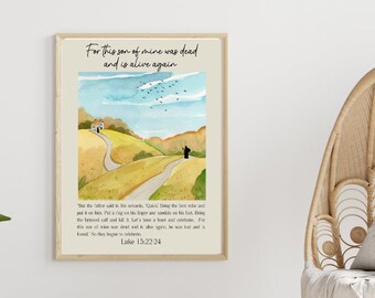 Prodigal Son Watercolor Bible Verse Art Print (Digital Download)