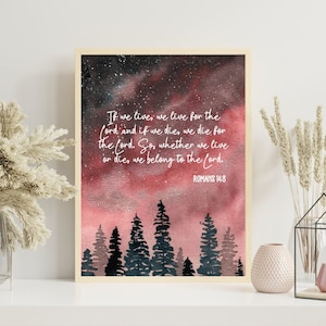 Romans 14:8 wall art, digital print, minimalist scripture, bible verse poster