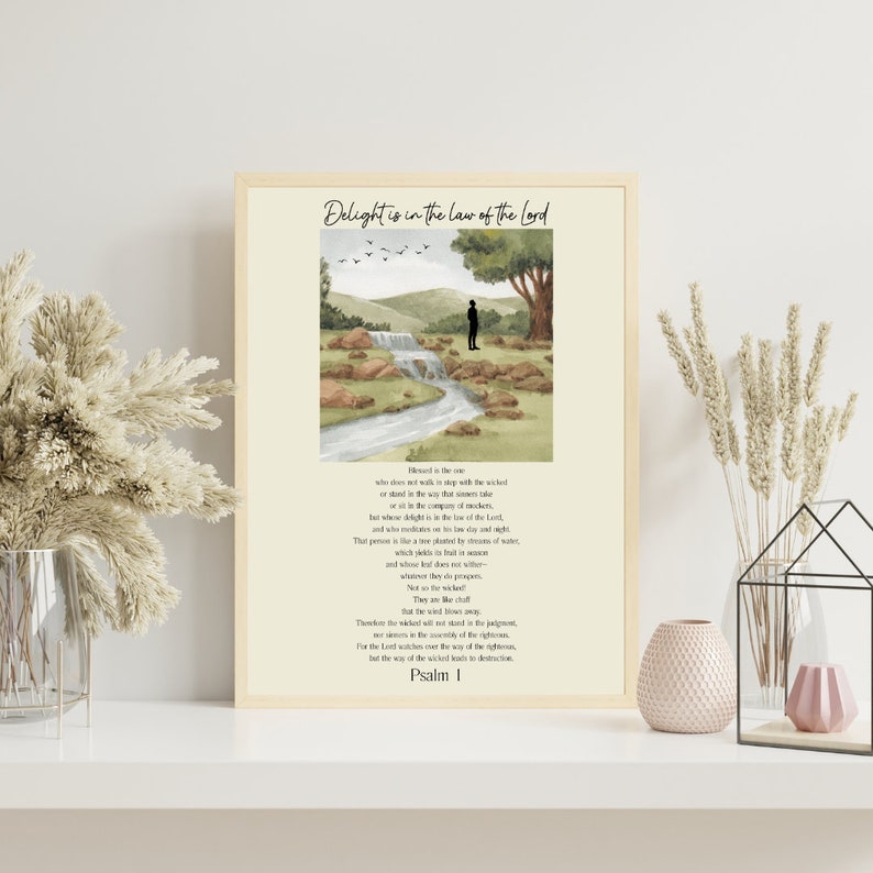 Psalm 1 Bible Verse Wall Art, Christian Scripture Print (digital ...