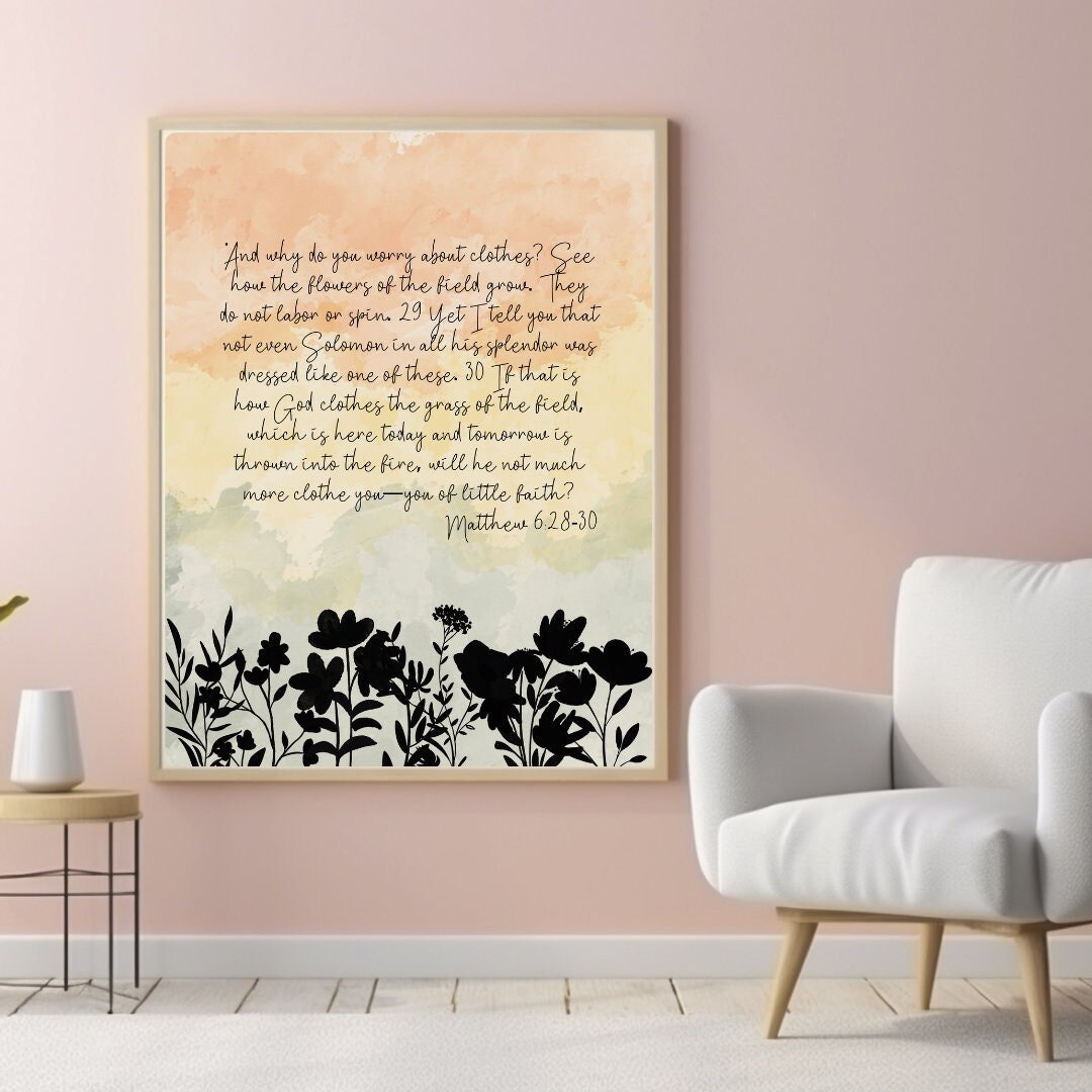 Matthew 6: 28-30 Wall Art, Digital Print, Sermon on the Mount - Etsy