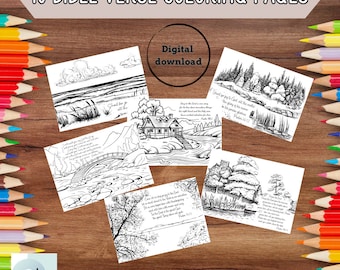 10 Scripture Coloring Pages Printable | Christian Devotional Coloring PDF | Faith Based Art