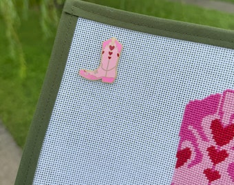 Needle Minder | Pink Heart Cowboy Boot