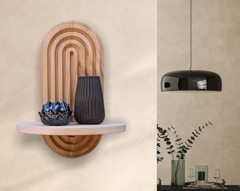Arched Floating Wall Shelf: Mid-Century Modern Vanity Decor