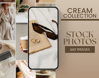 Cream Beige Aesthetic Stock Photos, Social Media Instagram Neutral Stock Photo Collection Faceless Lifestyle Images Digital Marketing Bundle
