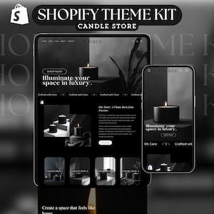 Shopify Theme for Candle Elegant Website Template Luxury Shopify Template Aesthetic Theme Kit Shopify Black Candle Business Website Template