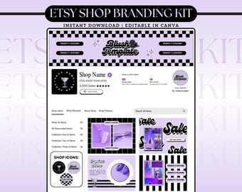 Etsy Shop Kit Editable Etsy Branding Kit Canva Etsy Shop Template Etsy Store Design Bundle Etsy Shop Banner Listings Logo Branding Canva Kit