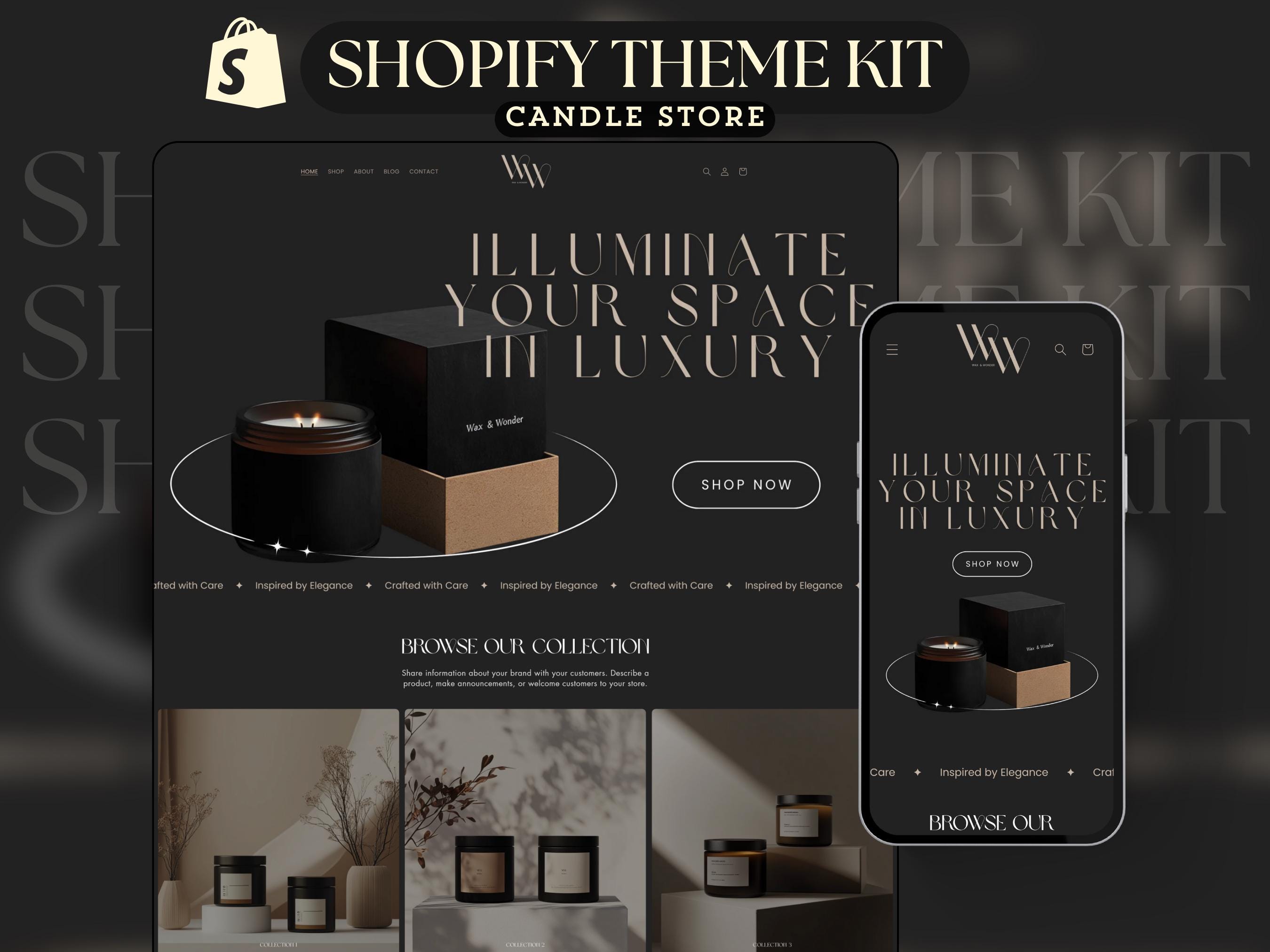 Shopify Theme for Candle Elegant Website Template Luxury Shopify Template Aesthetic Theme Kit Shopify Store Candle Business Website Template