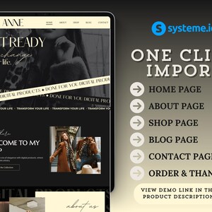 May include: A screenshot of a website with a black background and white text. The website is for a shop that sells digital products. The text on the website says "Get Ready to Change Your Life." and "Welcome to My Shop".