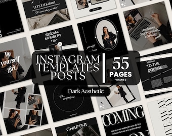 Dark Aesthetic Instagram Post Template Social Media Canva Instagram Bundle Social Media Black Template Luxury Canva Business Instagram Posts