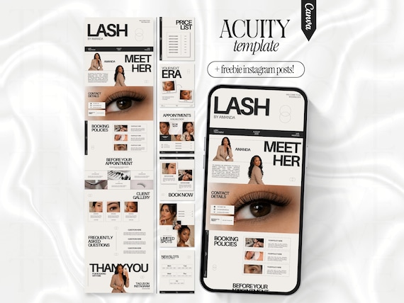 Lash Acuity Scheduling Template Lashtech Website Acuity Schedule Site Lash Acuity DIY Canva Lashes Stylist Acuity Booking Lash Site Acuity