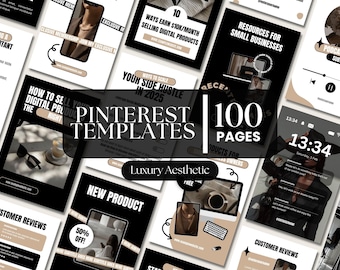 Pinterest Templates Aesthetic Bundle Social Media Pinterest Pins for Bloggers Coach Creators Pinterest Marketing Luxury Pinterest Templates