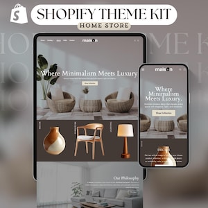 Motyw Shopify dla witryny internetowej z wystrojem wnętrz Luksusowy szablon Shopify Estetyczny zestaw motywów Szablon witryny internetowej z meblami Shopify Witryna internetowa z wystrojem wnętrz