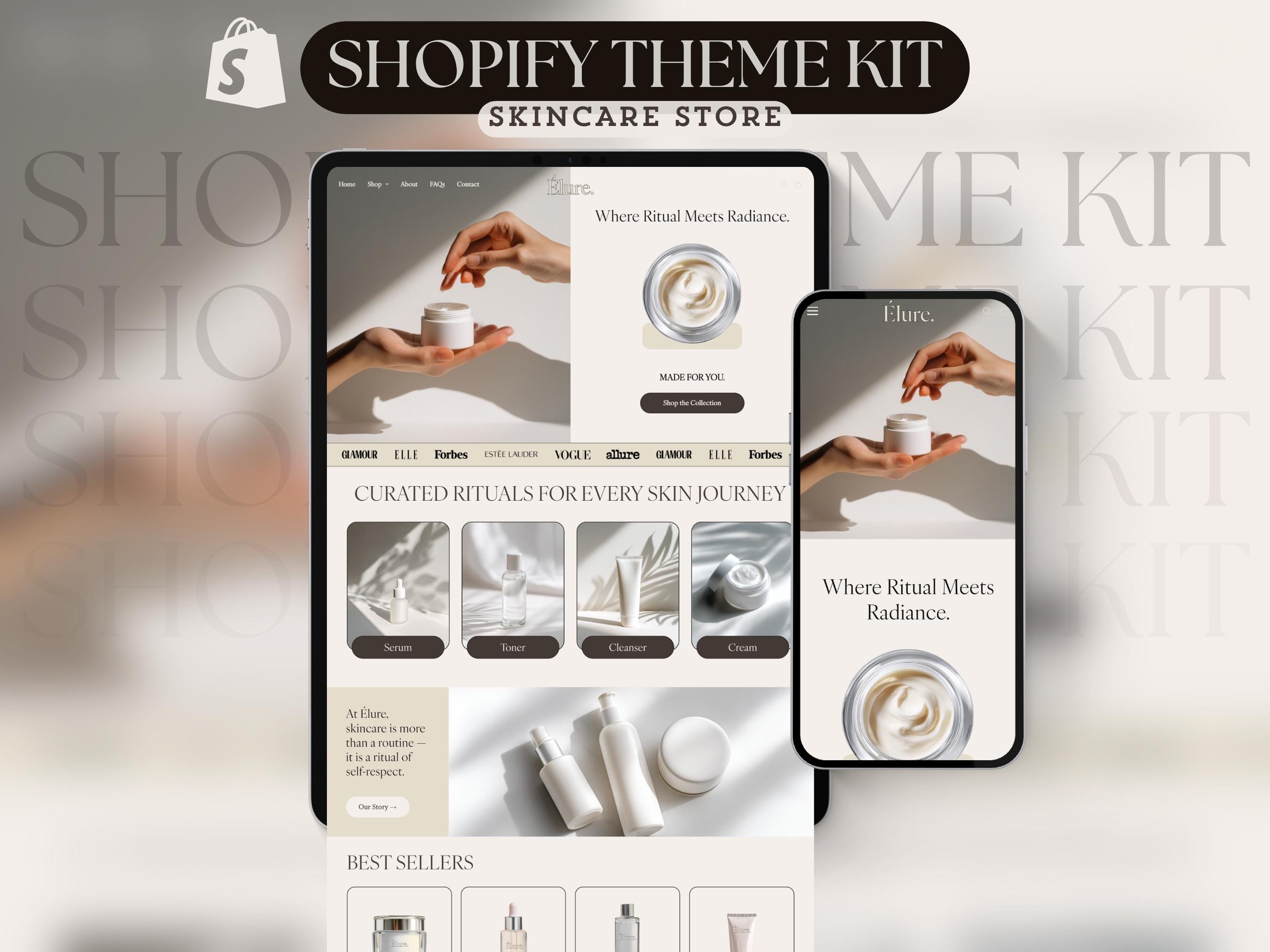 Shopify Theme Kit for Selling Skincare Minimalist Website Template ...