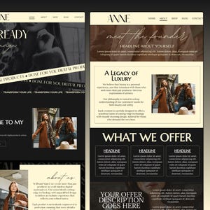 May include: A website homepage with a black and white color scheme. The website features a woman wearing a brown coat and a leopard print scarf. The text on the website reads "Get Ready to Change Your Life" and "Welcome to My Shop".
