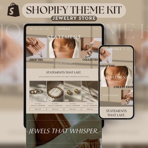 Jewelry Shopify Theme Kit Luxury Minimalist Website Template Luxury Shopify Beige Template Jewelry Landing Page Aesthetic Shopify Theme 2.0
