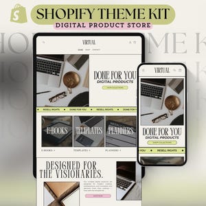 Shopify Theme Kit for Selling Digital Products Shopify Website Template Digital Products Shop Beige Minimalist Landing Page Luxury Theme Kit