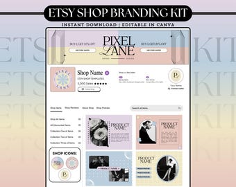 Etsy Shop Kit Editable Etsy Branding Kit Canva Etsy Shop Template Etsy Store Design Bundle Etsy Shop Banner Listings Logo Branding Canva Kit