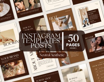 Neutral Aesthetic Instagram Post Template Social Media Canva Instagram Bundle Social Media Brown Template Luxury Canva Business Instagram