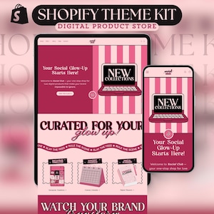 Shopify Theme Kit for Selling Digital Products Shopify Website Template Digital Products Shop Black Template Pink Landing Page Shopify Theme