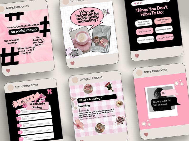 Black Pink Aesthetic Instagram Template Social Media Canva Instagram ...