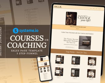 Systemeio Landing Page Website Template Systeme.io Sales Funnel for Digital Product, Course, Coaching Funnel Systeme Minimalist Template Set