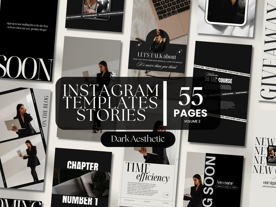 Dark Aesthetic Instagram Story Template Social Media Canva Instagram ...