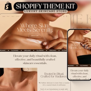 Shopify Theme Kit für den Verkauf von Hautpflege Minimalist Website Template Clean Girl Shop Beige Template
