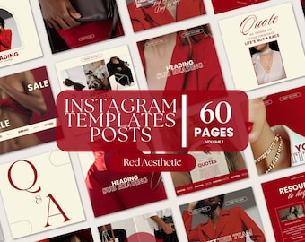 Red Aesthetic Instagram Post Template Social Media Canva Instagram Bundle Social Media Cherry Template Luxury Canva Business Instagram Posts