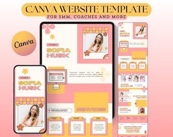 Modèle de site Web Canva pour blogueurs, coachs, créateurs, responsables de réseaux sociaux Modèle de page de destination de site Web créatif de luxe, modifiable et esthétique