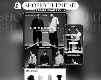 Shopify Theme for Clothing Streetwear Website Template Luxury Streetwear Template Theme Streetwear Shopify Black Clothing Website Boutique