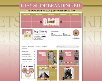 Etsy Shop Kit Editable Etsy Branding Kit Canva Etsy Shop Template Etsy Store Design Bundle Etsy Shop Banner Listings Logo Branding Canva Kit