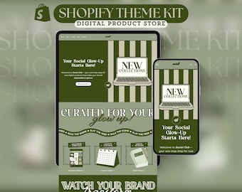 Kit de temas de Shopify para vender productos digitales Plantilla de sitio web de Shopify Plantilla ecológica para tienda de productos digitales Página de destino Kit de temas de Shopify