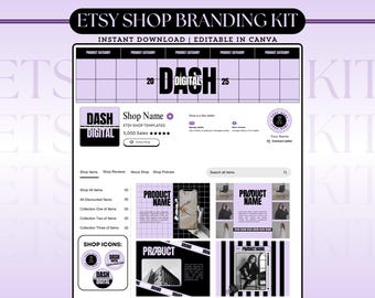 Etsy Shop Kit Editable Etsy Branding Kit Canva Etsy Shop Template Etsy Store Design Bundle Etsy Shop Banner Listings Logo Branding Canva Kit