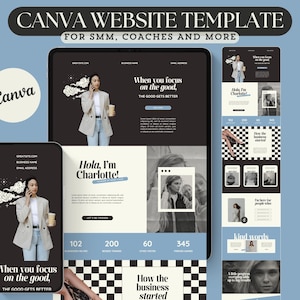 Canva Website Template for Bloggers Coaches Creators Social Media Managers Aesthetic Editable Luxury Creative Website Landing Page Template