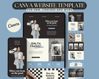 Canva Website Template for Bloggers Coaches Creators Social Media Managers Aesthetic Editable Luxury Creative Website Landing Page Template