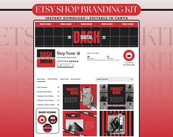 Etsy Shop Kit Editable Etsy Branding Kit Canva Etsy Shop Template Etsy Store Design Bundle Etsy Shop Banner Listings Logo Branding Canva Kit
