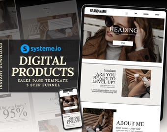 Systemeio Landing Page Website Template Systeme.io Sales Funnel for Digital Product Sales Page Funnel Template Brown Black Systeme io Funnel