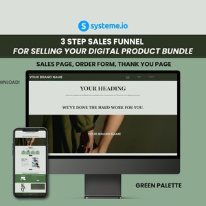 Systemeio Landing Page Website Template Systeme.io Sales Funnel for Digital Product Sales Page Funnel Templates Sage Green Systeme io Funnel